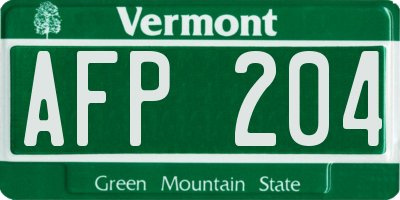 VT license plate AFP204