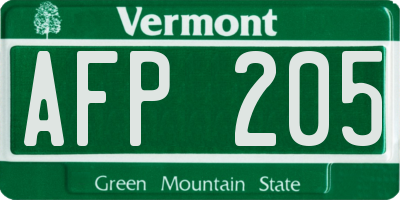 VT license plate AFP205