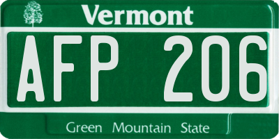 VT license plate AFP206