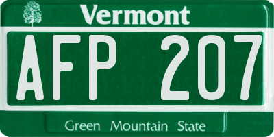 VT license plate AFP207