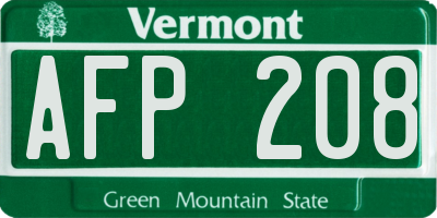 VT license plate AFP208