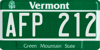 VT license plate AFP212