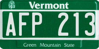 VT license plate AFP213