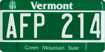 VT license plate AFP214