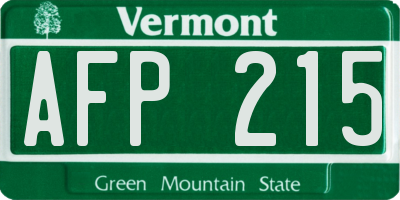 VT license plate AFP215