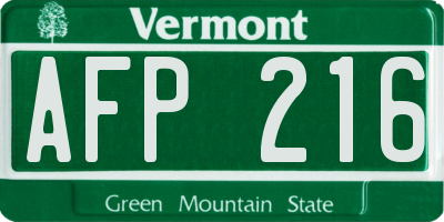 VT license plate AFP216