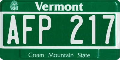 VT license plate AFP217