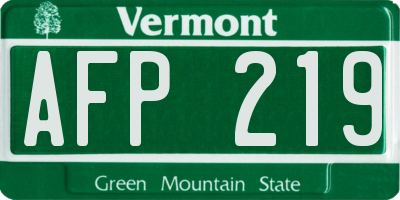 VT license plate AFP219