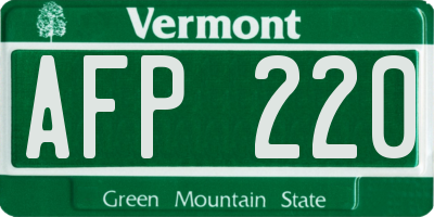 VT license plate AFP220