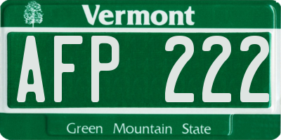 VT license plate AFP222