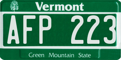 VT license plate AFP223