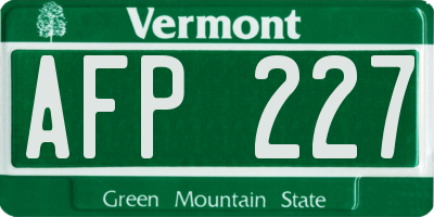 VT license plate AFP227