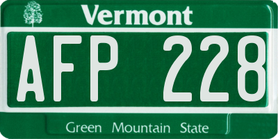 VT license plate AFP228