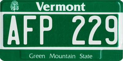 VT license plate AFP229