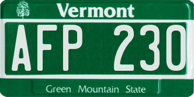 VT license plate AFP230