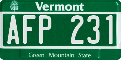 VT license plate AFP231