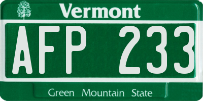 VT license plate AFP233