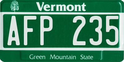 VT license plate AFP235