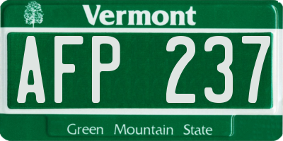 VT license plate AFP237