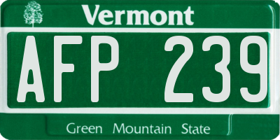 VT license plate AFP239