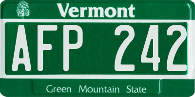 VT license plate AFP242