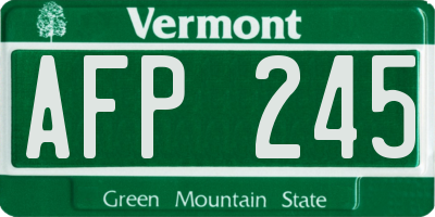 VT license plate AFP245