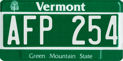 VT license plate AFP254