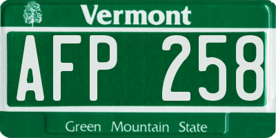 VT license plate AFP258