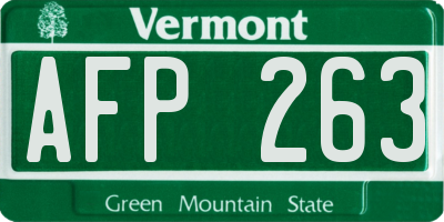 VT license plate AFP263