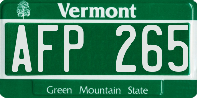 VT license plate AFP265