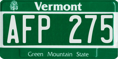 VT license plate AFP275