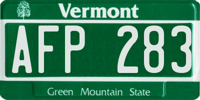 VT license plate AFP283
