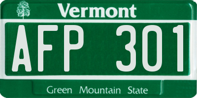 VT license plate AFP301