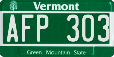 VT license plate AFP303
