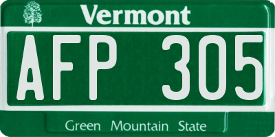 VT license plate AFP305