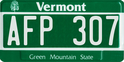 VT license plate AFP307