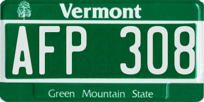 VT license plate AFP308