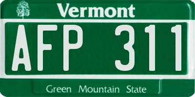 VT license plate AFP311