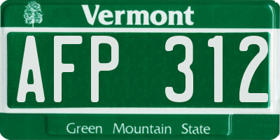 VT license plate AFP312