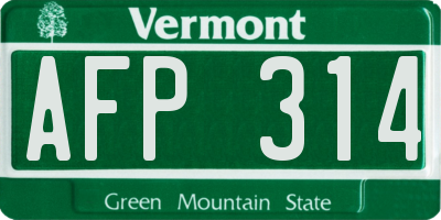 VT license plate AFP314