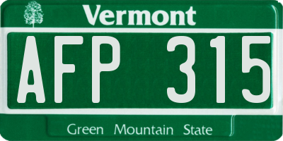 VT license plate AFP315