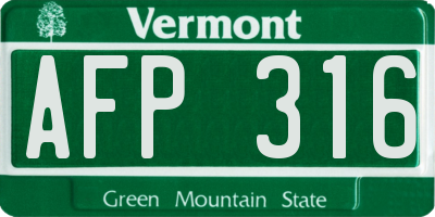 VT license plate AFP316
