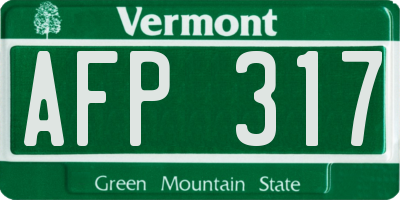 VT license plate AFP317