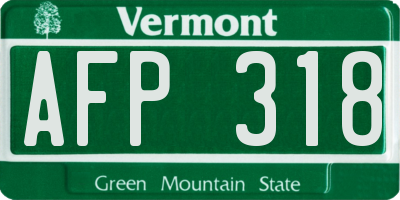 VT license plate AFP318