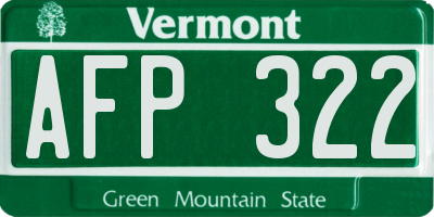 VT license plate AFP322