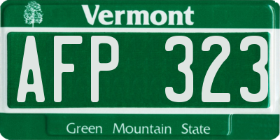 VT license plate AFP323