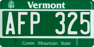 VT license plate AFP325