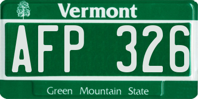 VT license plate AFP326
