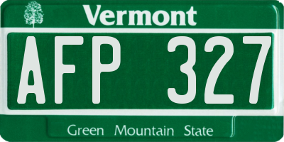 VT license plate AFP327