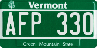 VT license plate AFP330